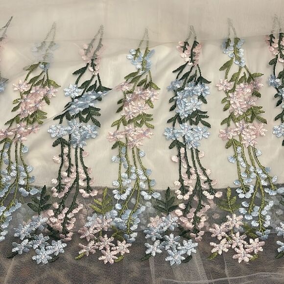 Moon Collection Off White Embroidered Boho Cottage Core Tulle Skirt - Picture 5 of 12